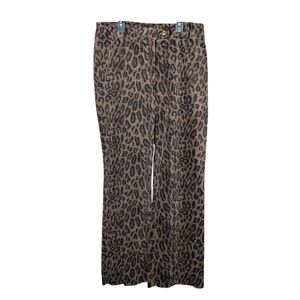 Tribal Animal Leopard Cheetah Print Pants Brown Black Tan Women's 8 Zipper